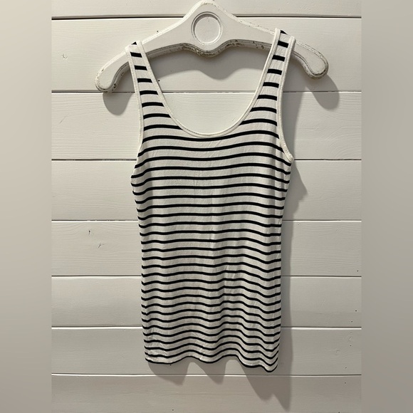 Oui Black & White Striped Tank Top - Size 4 - Picture 1 of 9